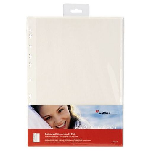 Papier photo auto-adhésif Walther, 10 feuilles, blanc, DS118