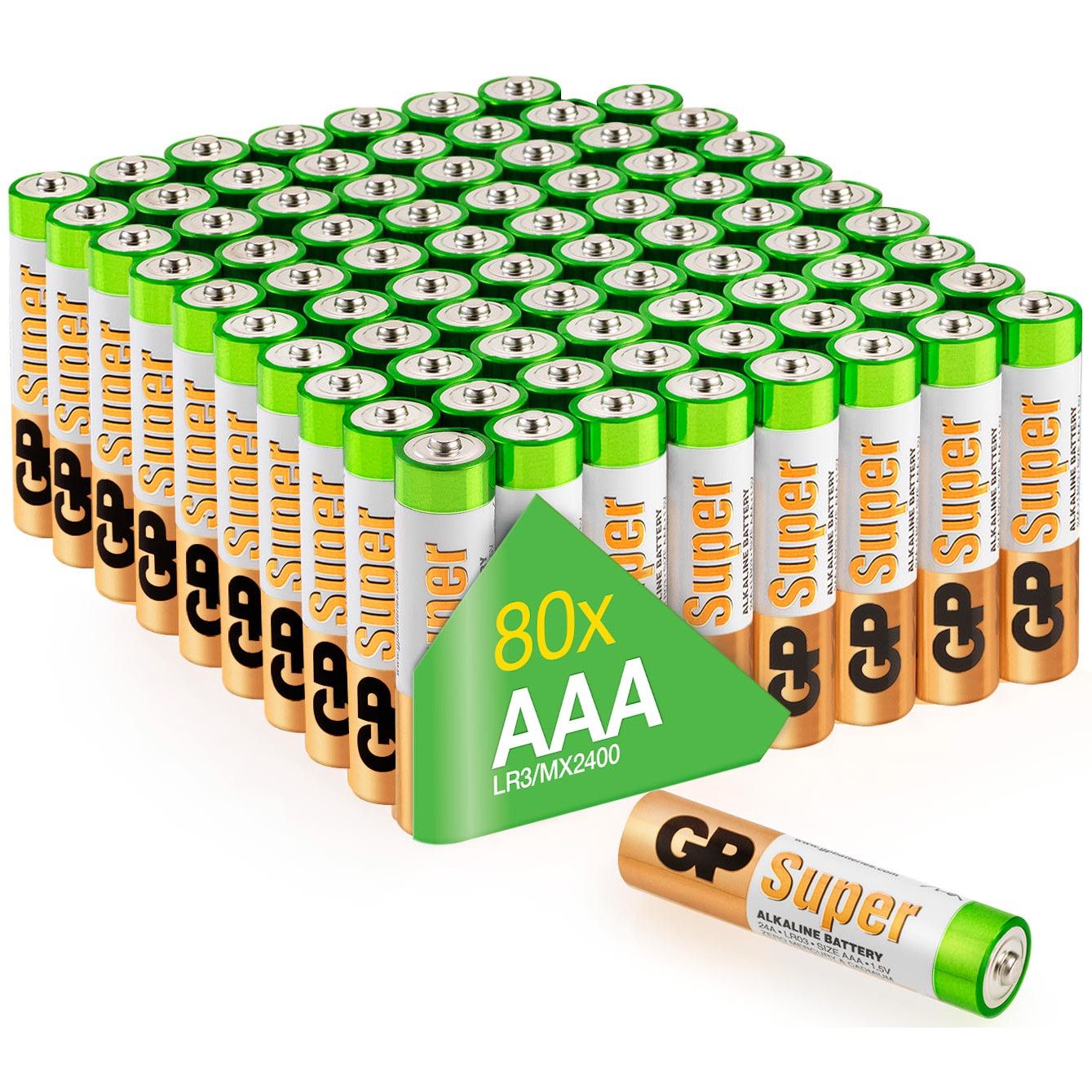 GP AAA Alkaline Super Battery 1.5V (Pack of 80)