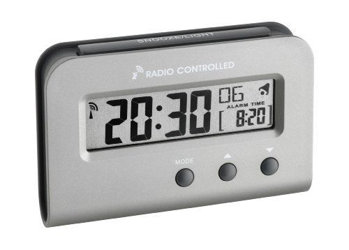 TFA Radio-Controlled Alarm Clock, Silver