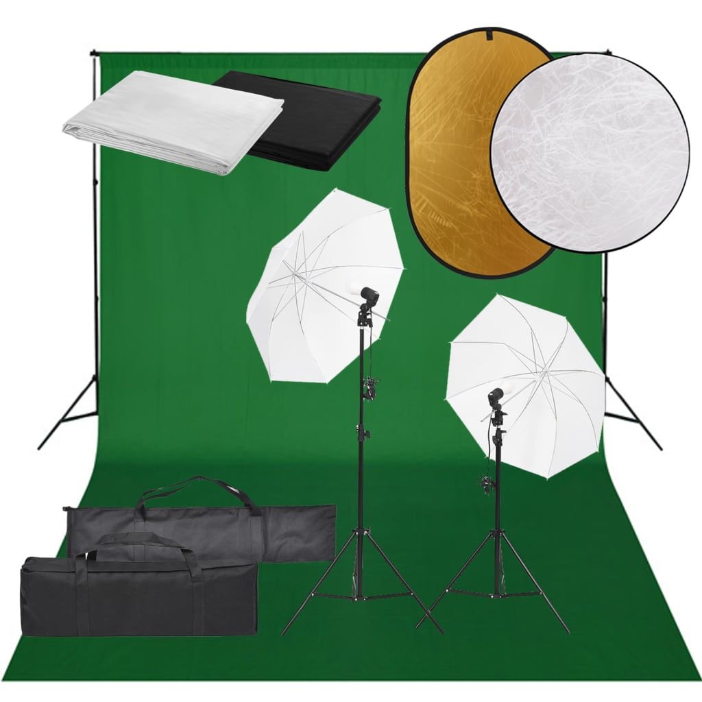 VIDAXL Photo Studio Kit with Lighting Background and Reflector