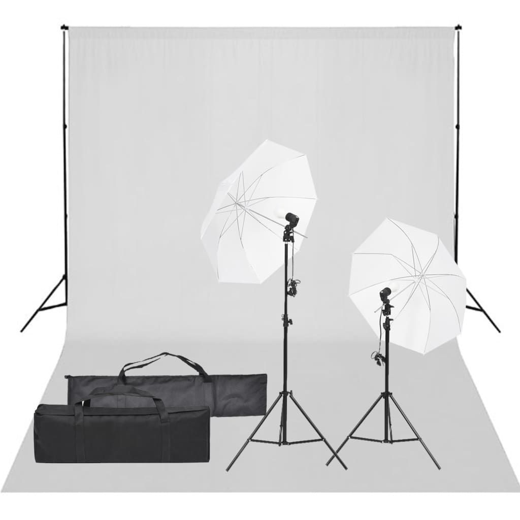 Kit d'étude photo VIDAXL avec éclairage et toile de fond