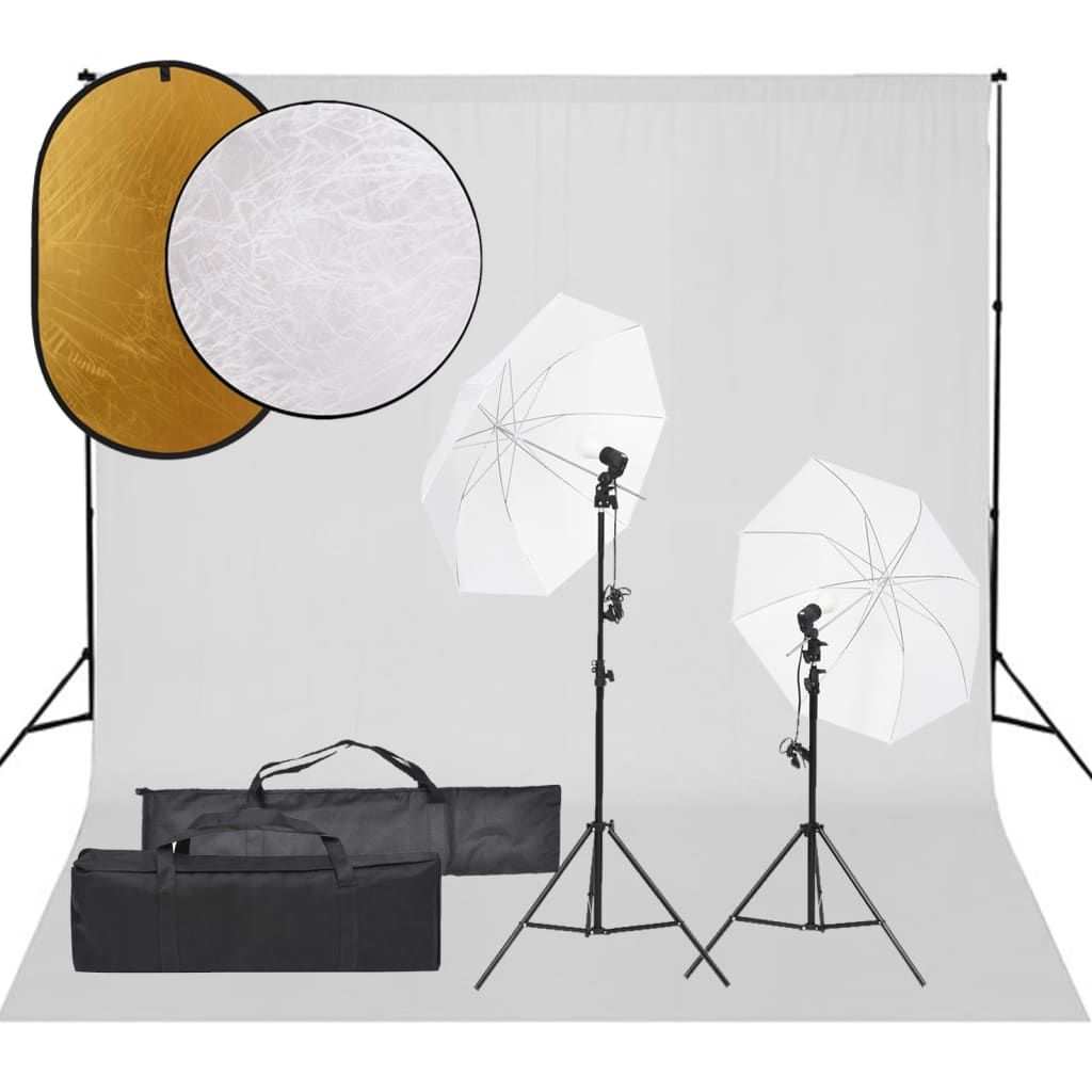 VIDAXL Studio Photo Kit with Lighting Background and Reflector