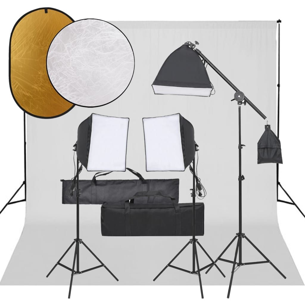 VidaXL Photo Studio Kit with Lighting Background and Reflector