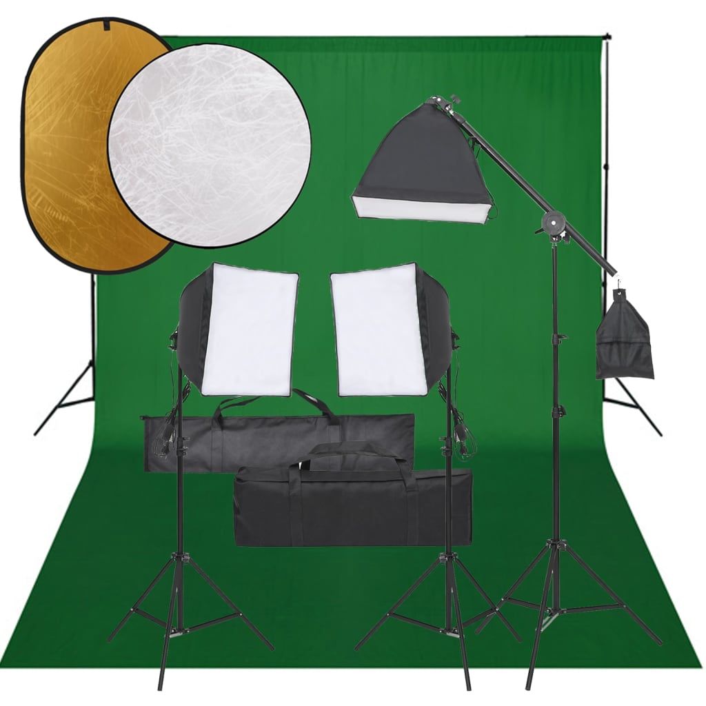 VIDAXL Studio Photo Kit with Lighting Background and Reflector