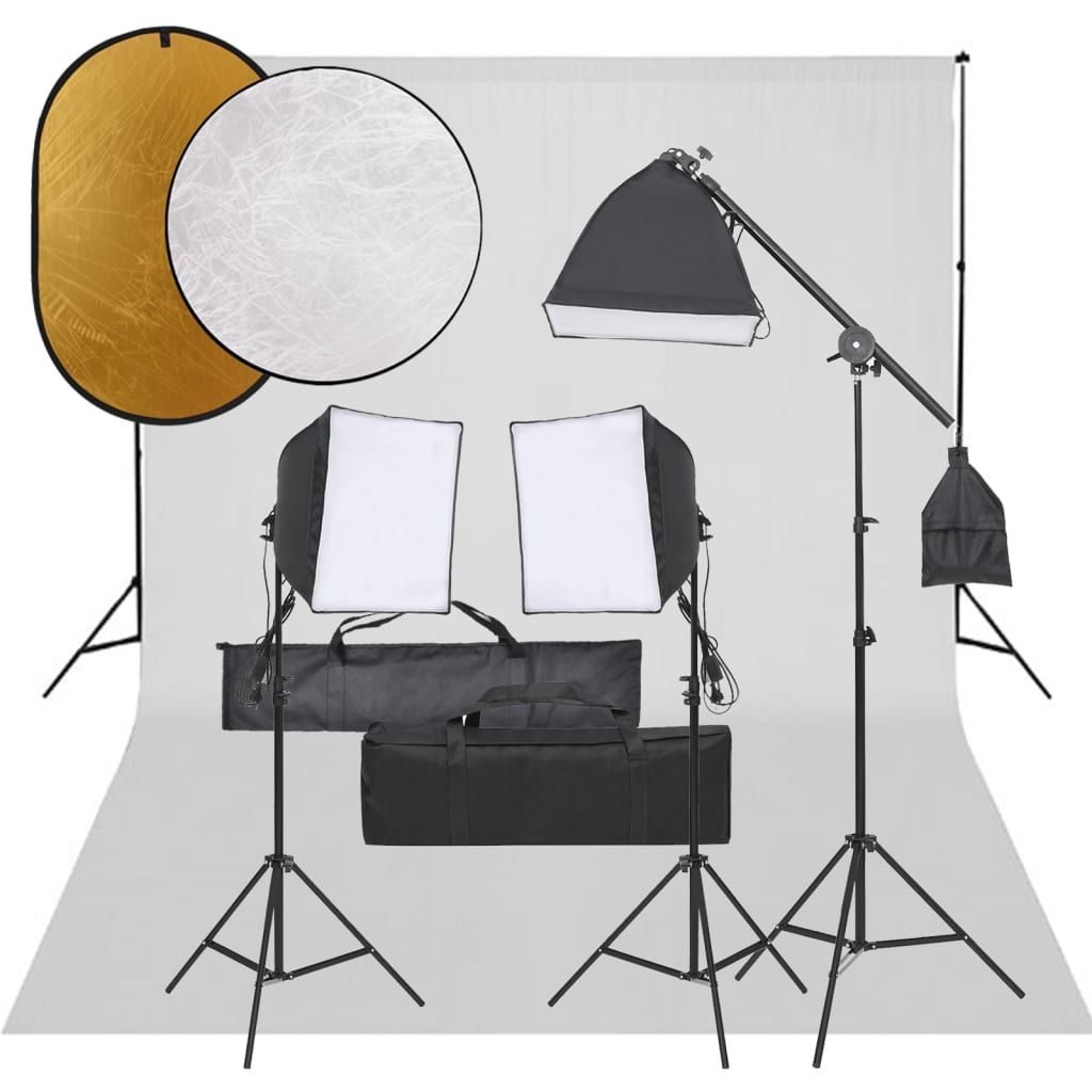 VIDAXL Studio Photo Kit with Lighting Background and Reflector