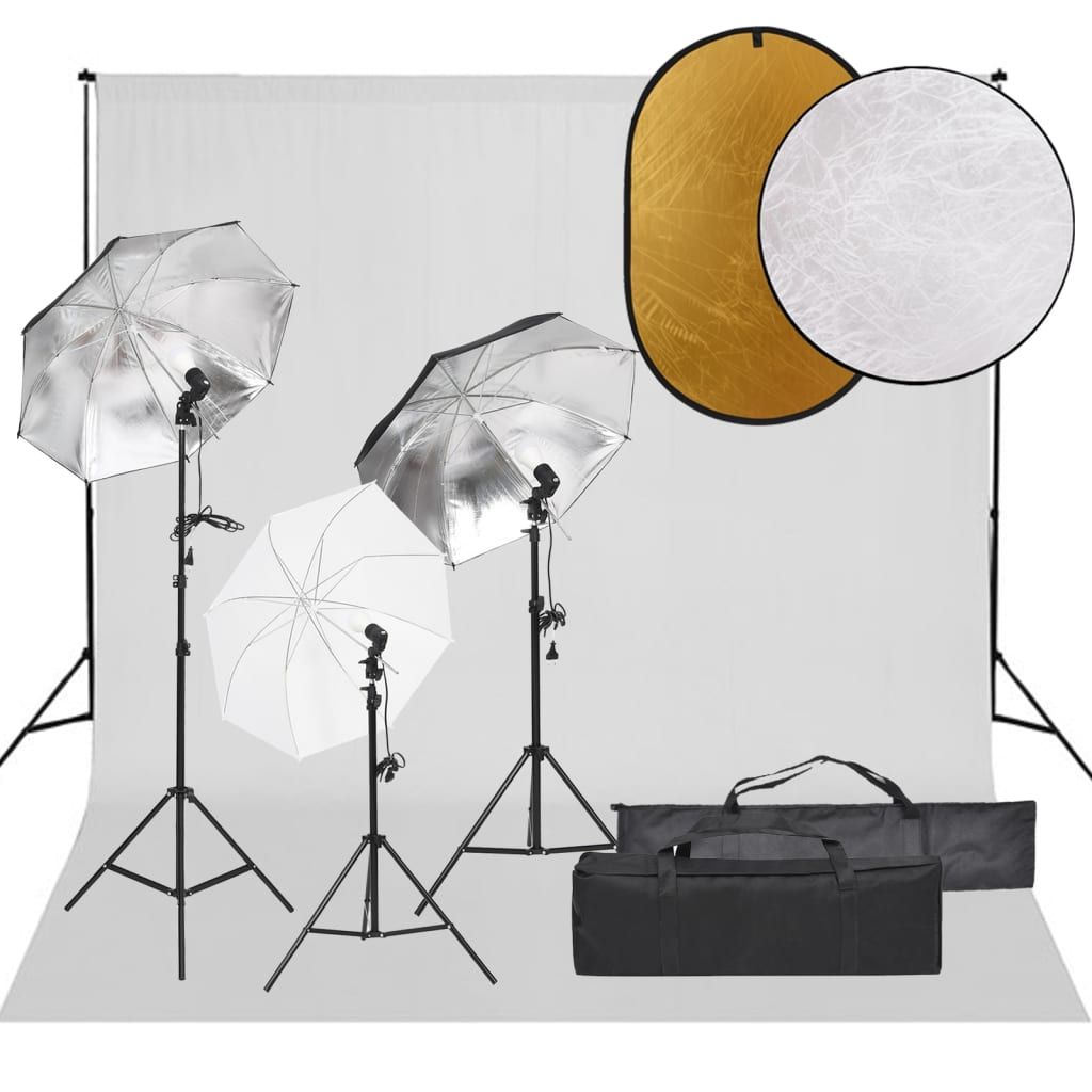 VIDAXL Studio Photo Kit with Lighting Background and Reflector