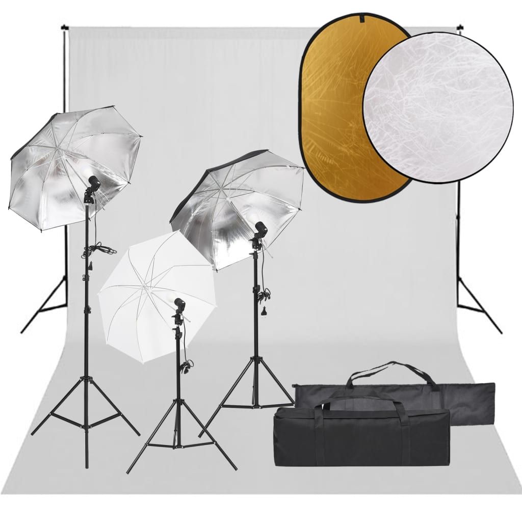 VIDAXL Photo Studio Kit with Lighting Background and Reflector