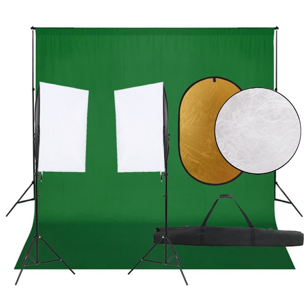 VIDAXL Photo Studio Kit with Lighting Background and Reflector