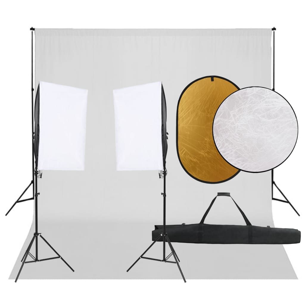 VIDAXL Studio Photography Kit with Lighting Background and Reflector
