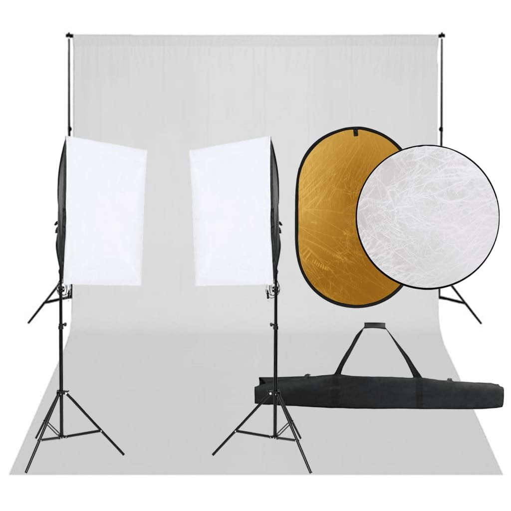VidaXL Photography Studio Kit with Lighting Background and Reflector