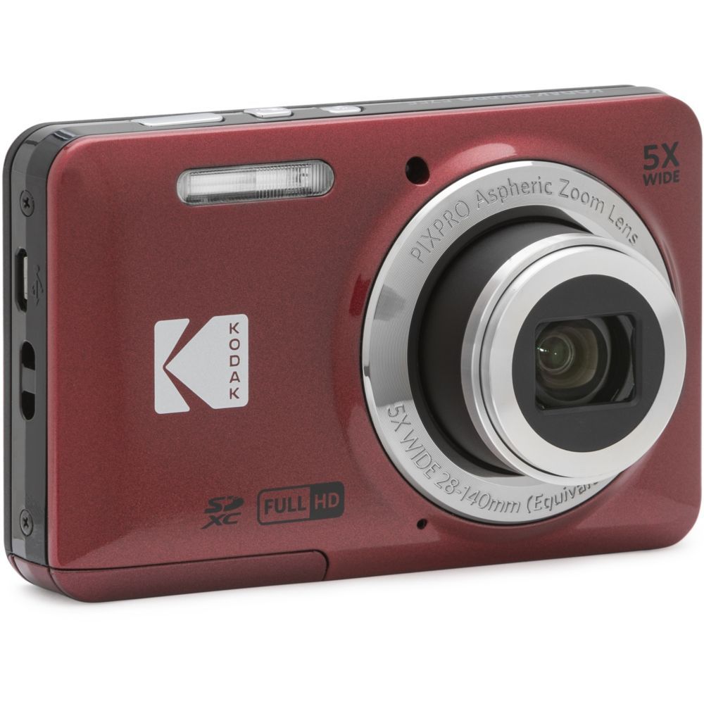 Kodak PIXPRO Friendly Zoom FZ55 Digital Camera - Compact - 16.35 MP - 1080p/30fps - 5x Optical Zoom - Red