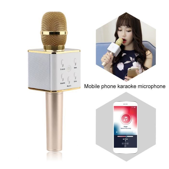Leshp Q7 Wireless Bluetooth 4.0 KTV MIC Portable Microphone - Gold
