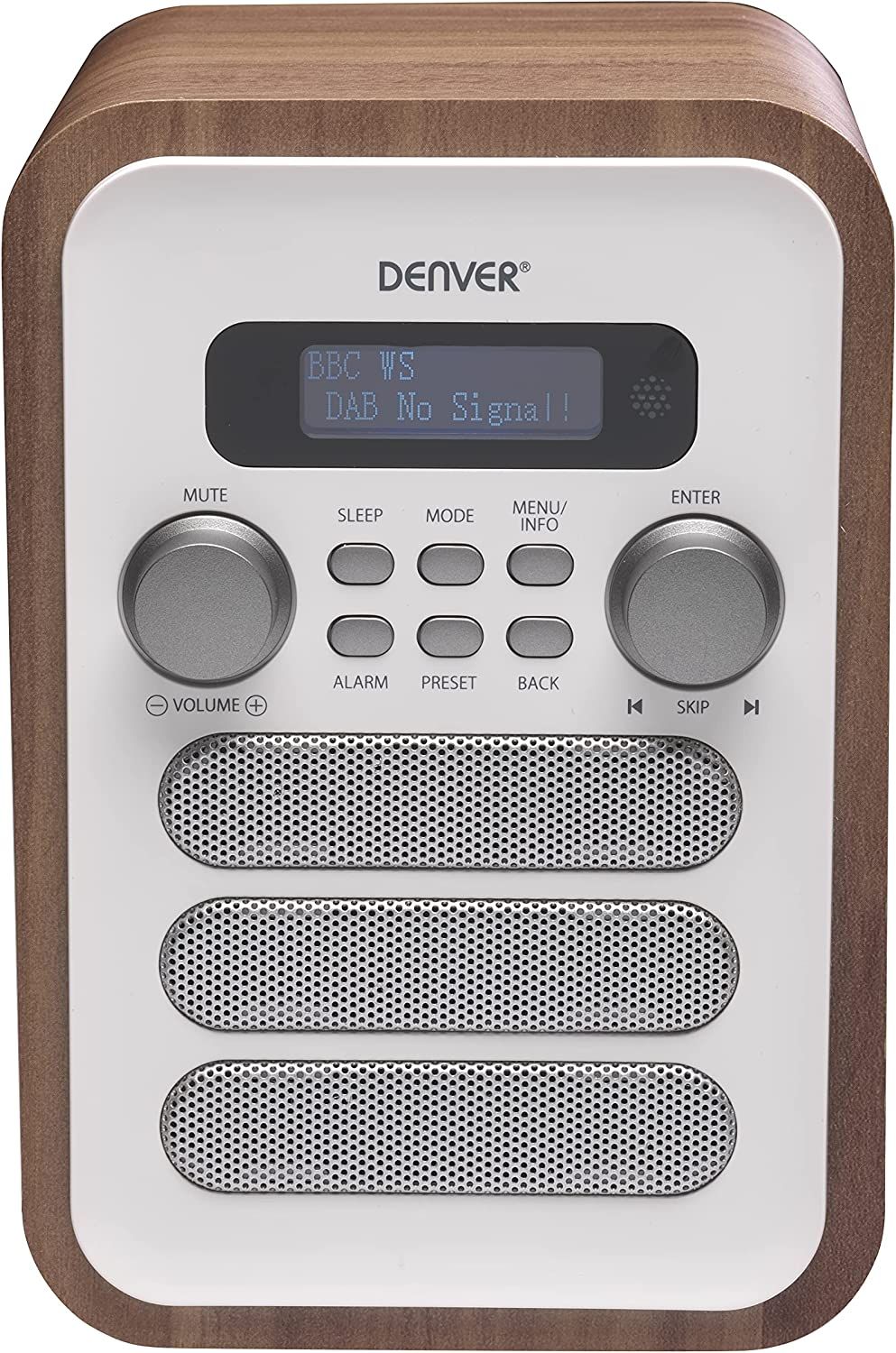 Radio digital Denver DAB+ y sintonizador FM (Blanco, 48 estaciones)