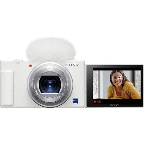Sony ZV-1 Camera - White (3 inch Touchscreen, 3-capsule Directional Microphone)