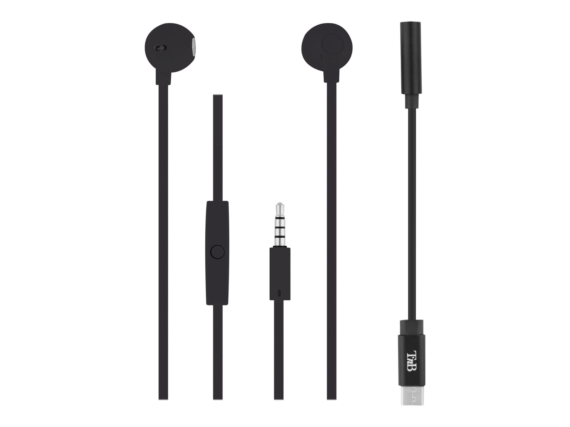 TNB SWEET Wired Earphones with Microphone - 3.5mm Jack, USB-C - Black