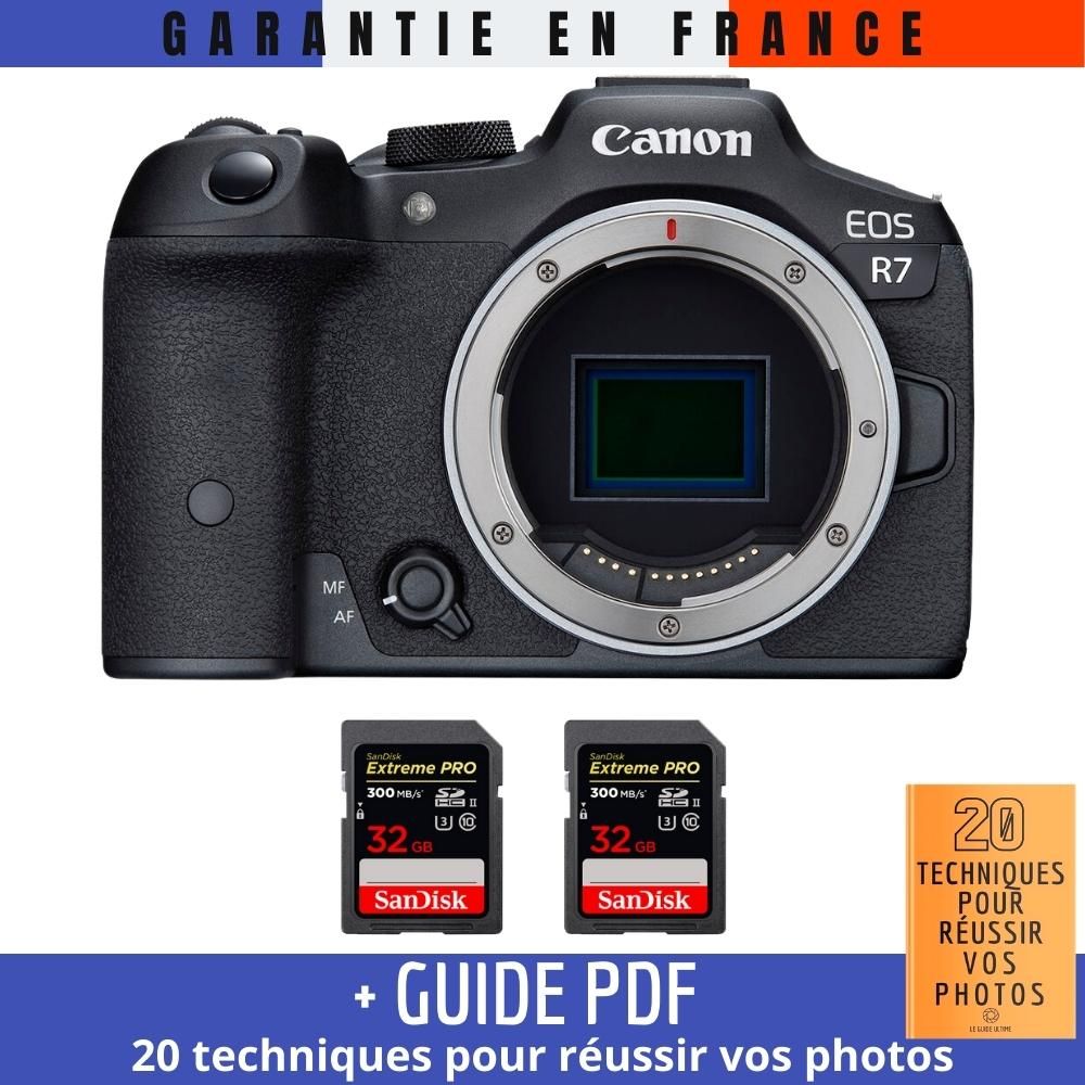 Canon EOS R7 Camera + 2 SanDisk 32GB Extreme PRO UHS-II SDXC Cards (300MB/s) + '20 Techniques to Succeed in Photography' Guide PDF