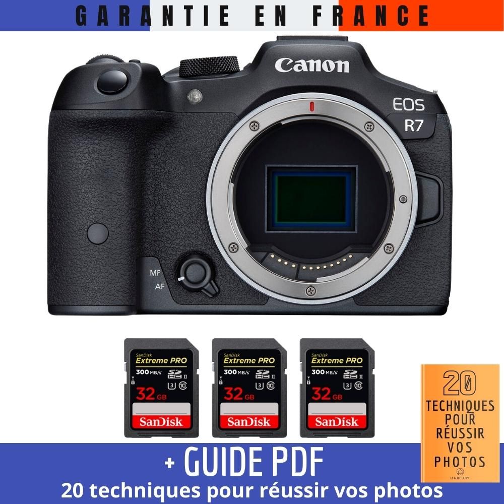 Canon EOS R7 + 3 SanDisk 32GB Extreme PRO UHS-II SDXC 300MB/s Memory Card Kit