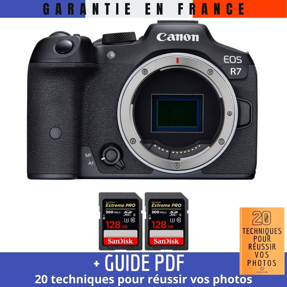 Canon EOS R7 + 2 SanDisk 128GB Extreme PRO UHS-II SDXC 300MB/s Memory Card Kit
