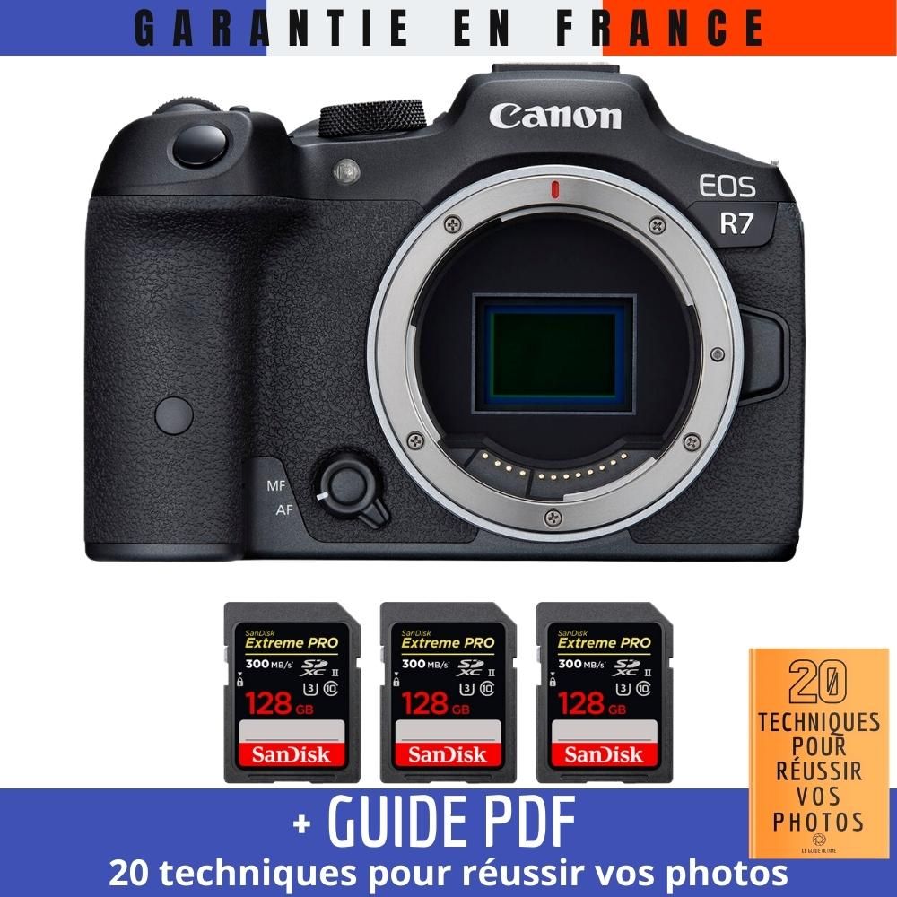 Canon EOS R7 + 3 SanDisk 128GB Extreme PRO UHS-II SDXC 300MB/s Memory Card Kit