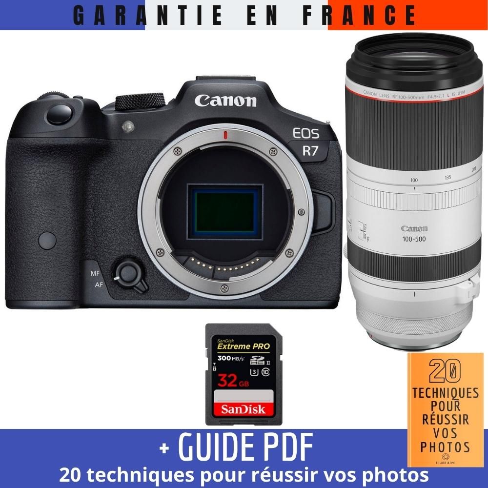Canon EOS R7 + RF 100-500mm F4.5-7.1 L IS USM + 1 SanDisk 32GB Extreme PRO UHS-II SDXC Card + '20 Techniques for Successful Photos' Guide