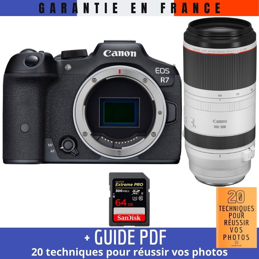 Canon EOS R7 + RF 100-500mm F4.5-7.1 L IS USM + 1 SanDisk 64GB Extreme PRO UHS-II SDXC Card + '20 Techniques for Successful Photos' Guide