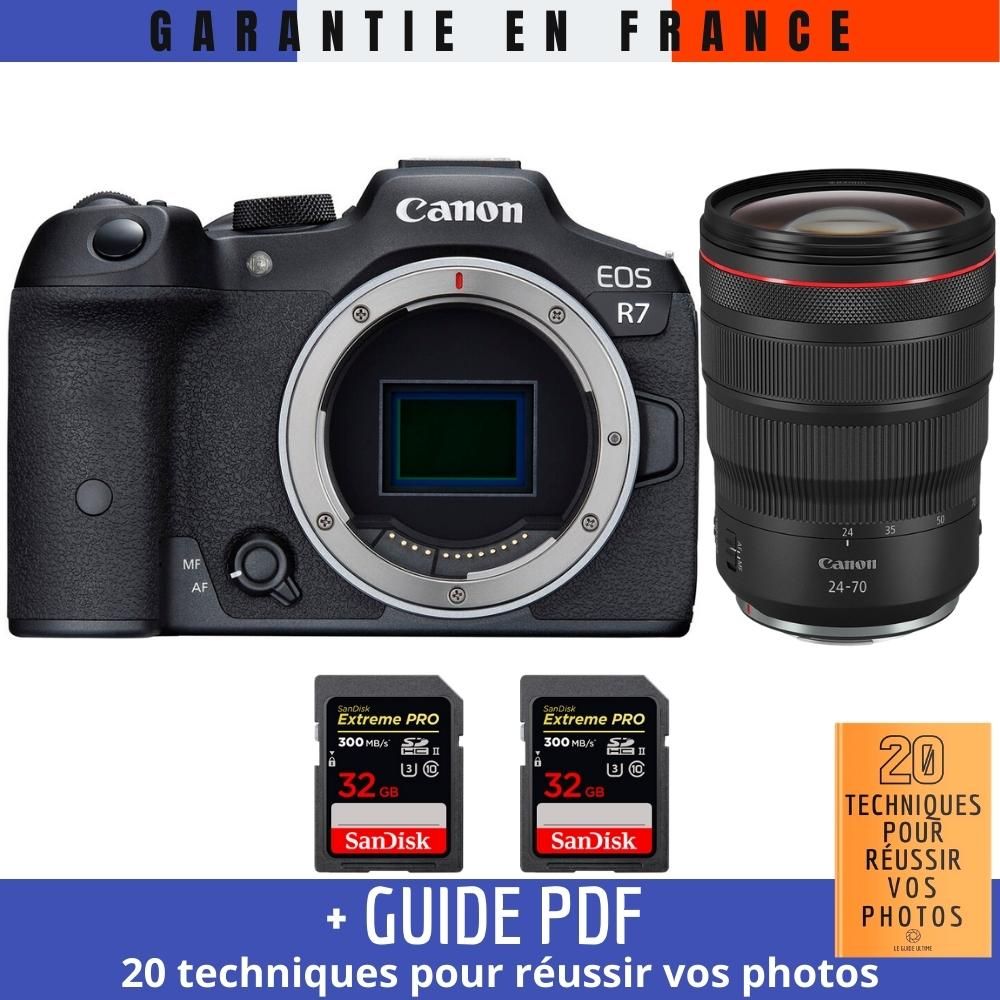 Canon EOS R7 + RF 24-70mm F2.8 L IS USM Lens + 2 SanDisk 32GB Extreme PRO UHS-II SDXC Cards (300MB/s) + '20 Techniques for Succeeding in Photography' Guide PDF