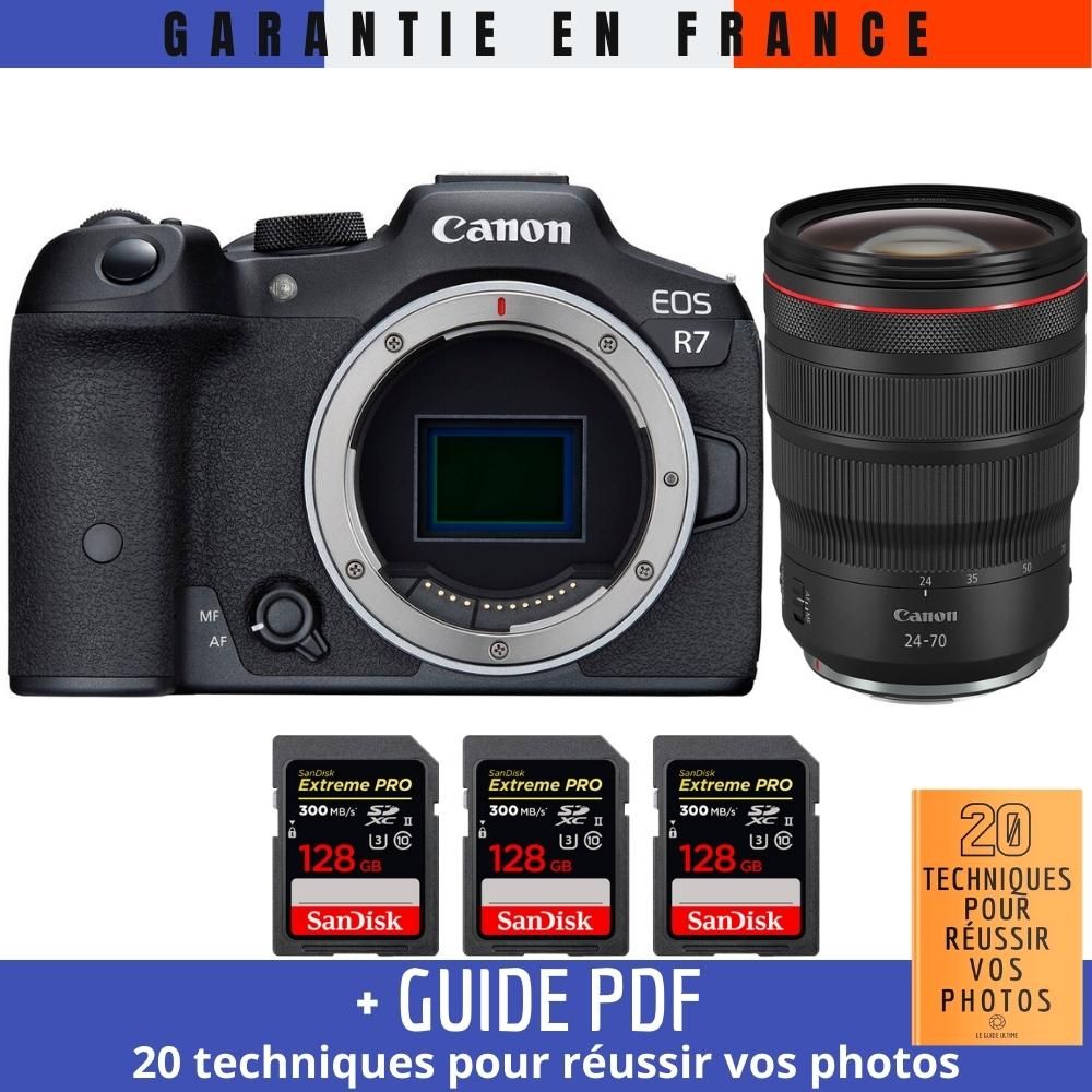 Canon EOS R7 + RF 24-70mm F2.8 L IS USM + 3 SanDisk 128GB Extreme PRO UHS-II SDXC 300MB/s (Guide PDF '20 techniques pour réussir vos photos')