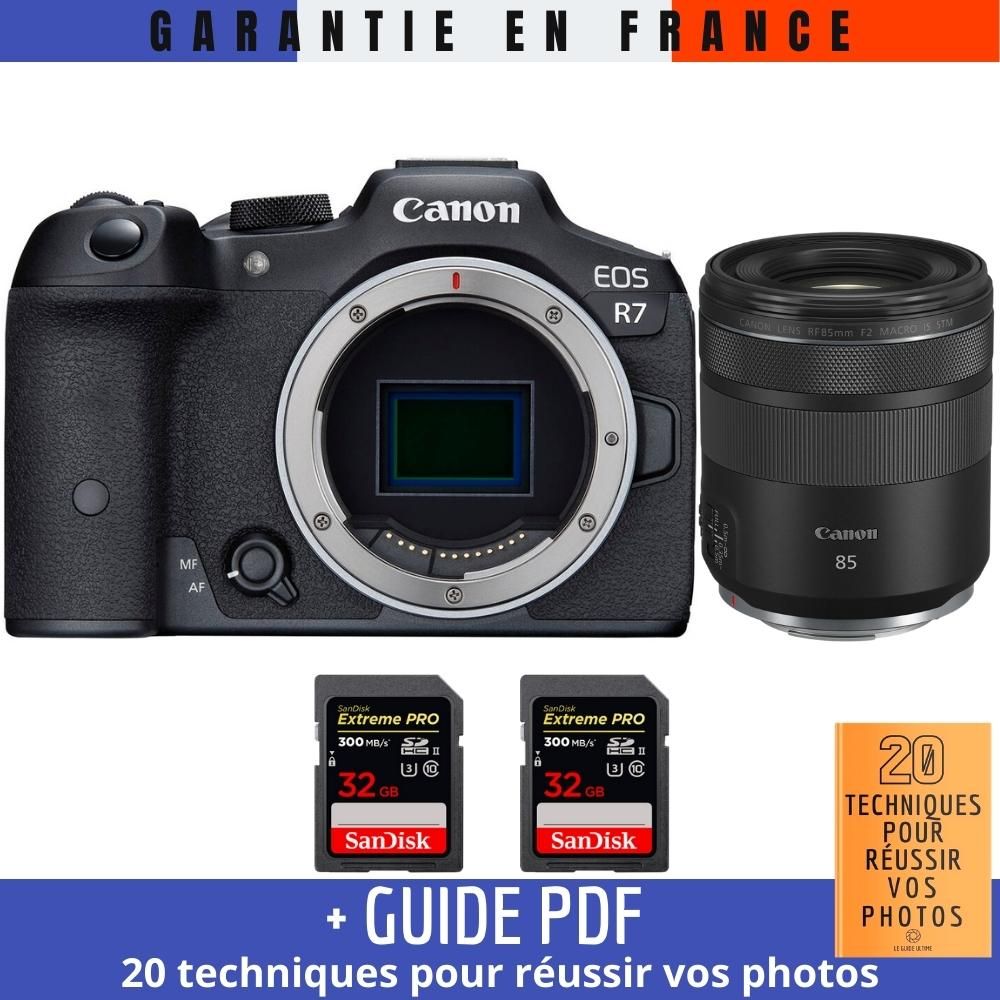 Canon EOS R7 + RF 85mm F2 Macro IS STM + 2x SanDisk 32GB Extreme PRO UHS-II SDXC Cards (300MB/s) + '20 Techniques for Success in Photography' Guide
