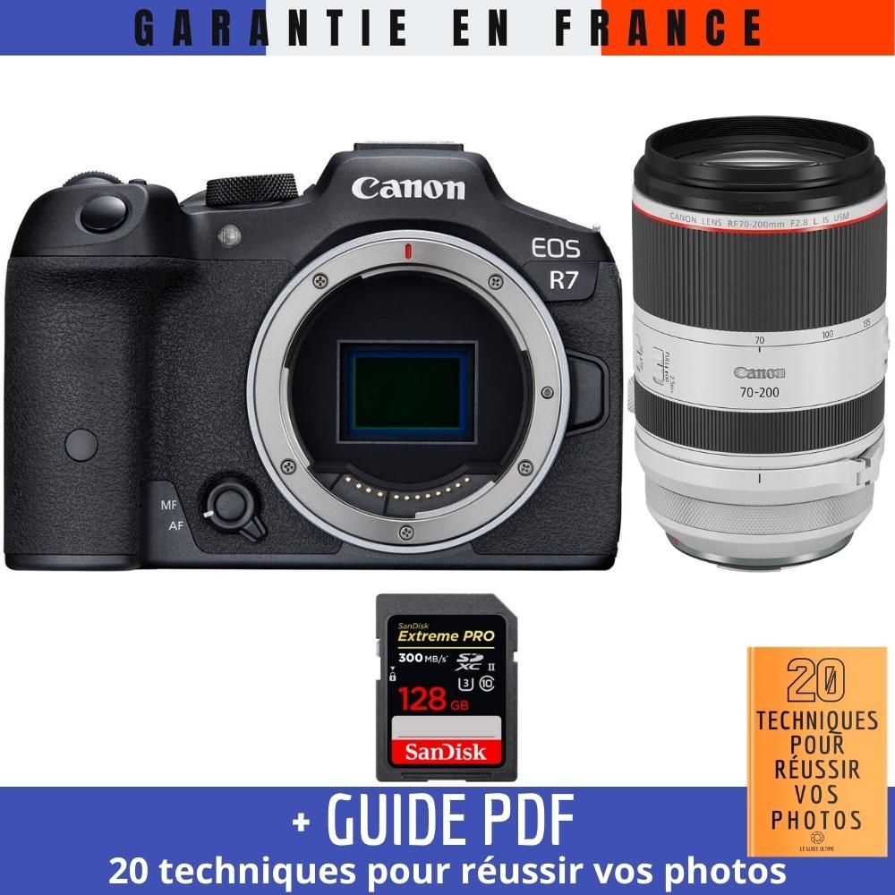 Canon EOS R7 + RF 70-200mm F2.8 L IS USM + 1 SanDisk 128GB Extreme PRO UHS-II SDXC Card (300 MB/s) + '20 Techniques for Succeeding in Photography' Guide