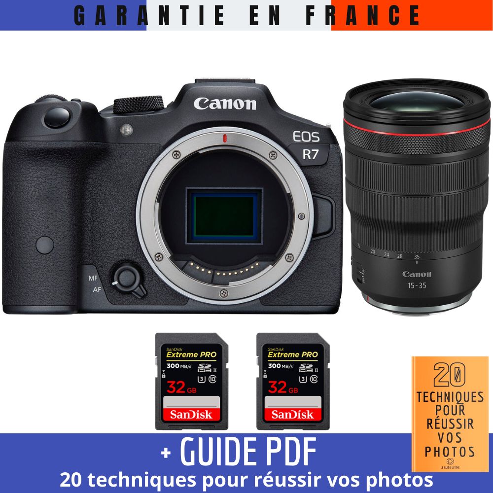 Canon EOS R7 + RF 15-35mm F2.8 L IS USM + 2 SanDisk 32GB Extreme PRO UHS-II SDXC 300MB/s (Guide PDF '20 Techniques for Successful Photos')