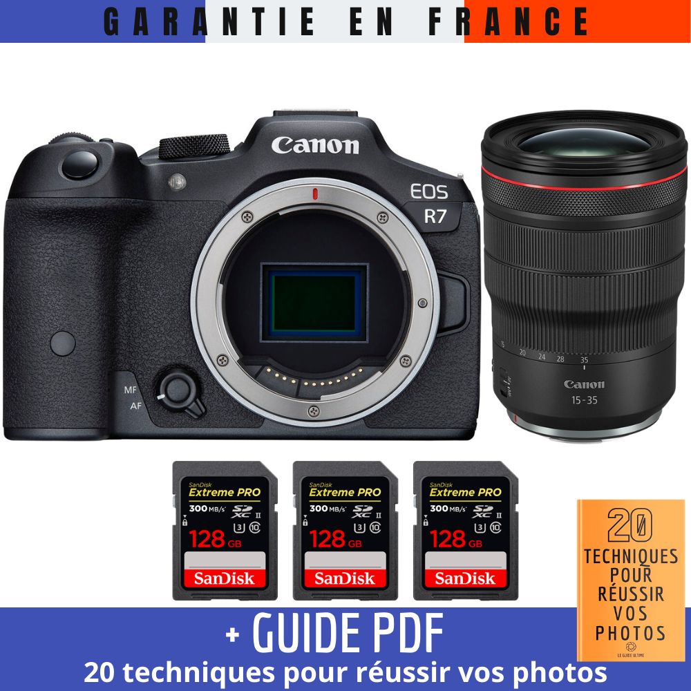 Canon EOS R7 + RF 15-35mm F2.8 L IS USM + 3 SanDisk 128GB Extreme PRO UHS-II SDXC 300MB/s