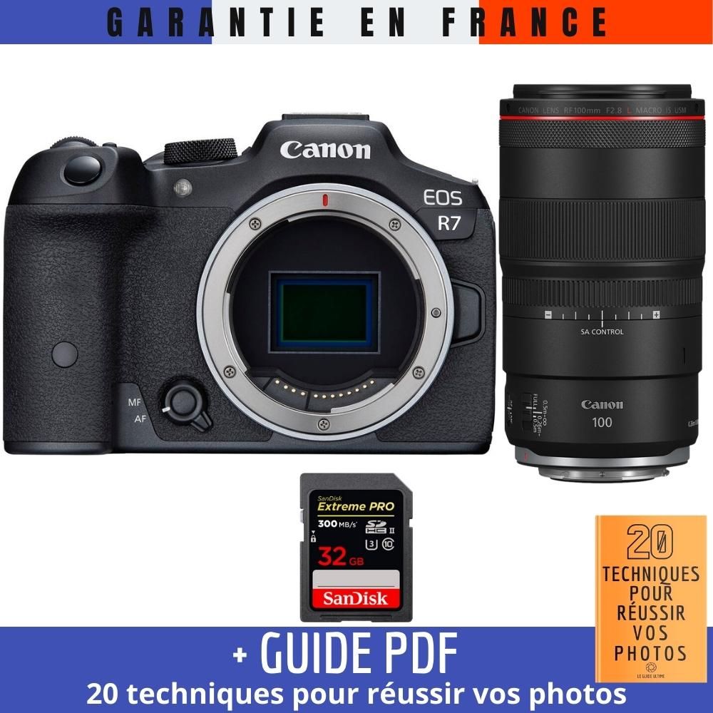 Canon EOS R7 + RF 100mm F2.8 L Macro IS USM + 1 SanDisk 32GB Extreme PRO UHS-II SDXC 300MB/s (Guide PDF '20 techniques pour réussir vos photos')