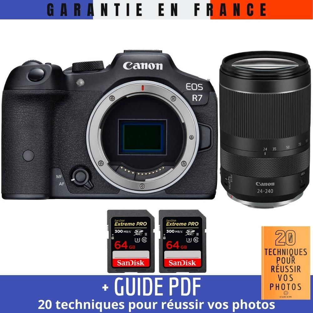 Canon EOS R7 + RF 24-240mm F4-6.3 IS USM Lens + 2 SanDisk 64GB Extreme PRO UHS-II SDXC Cards + '20 Techniques for Succeeding in Photography' Guide