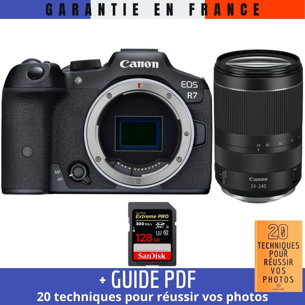 Canon EOS R7 + RF 24-240mm F4-6.3 IS USM Lens + 1 SanDisk 128GB Extreme PRO UHS-II SDXC Card + '20 Techniques for Success in Photography' Guide