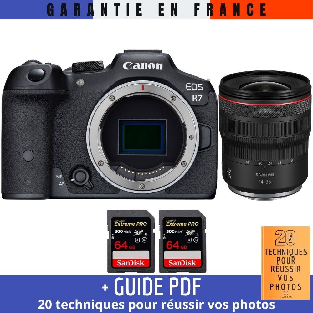 Canon EOS R7 + RF 14-35mm F4 L IS USM Lens + 2x SanDisk 64GB Extreme PRO UHS-II SDXC Cards (300MB/s) + '20 Techniques for Successful Photos' Guide