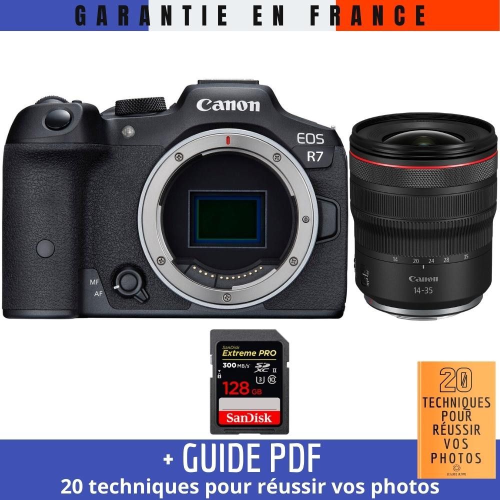 Canon EOS R7 + RF 14-35mm F4 L IS USM + 1 SanDisk 128GB Extreme PRO UHS-II SDXC 300MB/s + Guide PDF '20 techniques pour réussir vos photos'