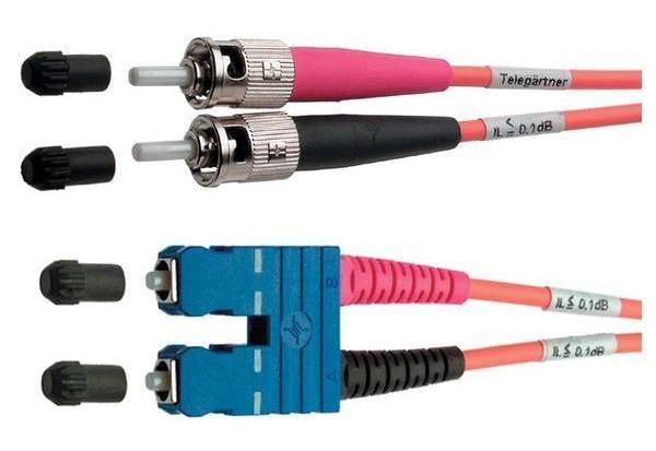 Telegrapher Optical Fiber Cable, 2x ST-Male to SC-Duplex, 5m