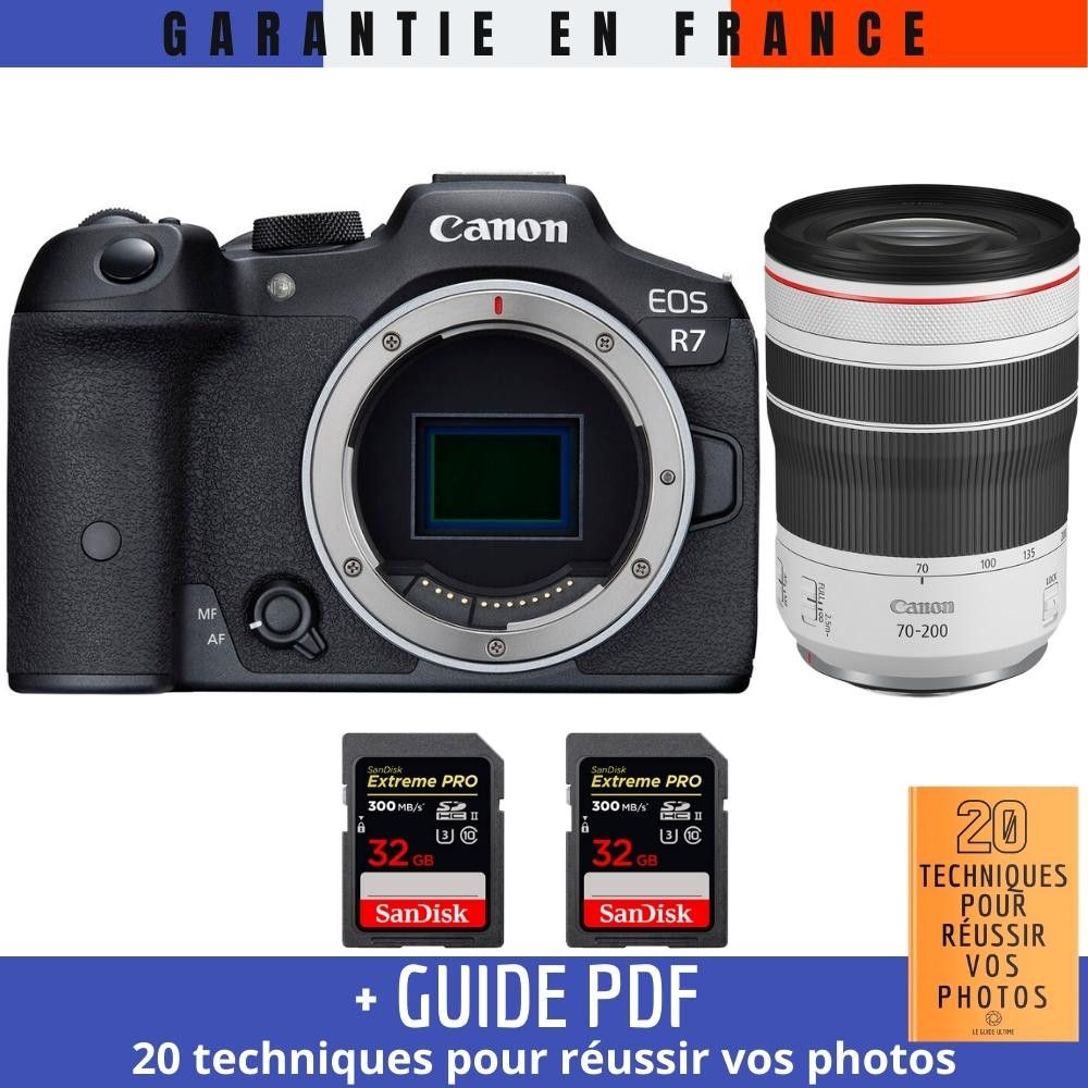 Canon EOS R7 + RF 70-200mm F4 L IS USM + 2 SanDisk 32GB Extreme PRO UHS-II SDXC 300MB/s (Guide PDF '20 techniques pour réussir vos photos')