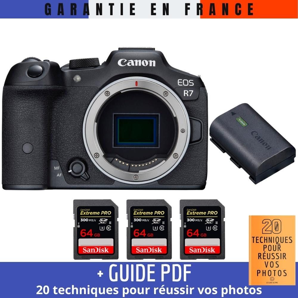 Canon EOS R7 + LP-E6NH Battery + 3x 64GB SanDisk Extreme PRO UHS-II SDXC Cards (300MB/s) + '20 Techniques for Succeeding in Photography' Guide PDF