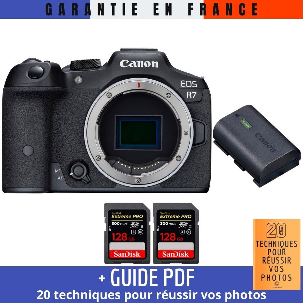 Canon EOS R7 + LP-E6NH Battery + 2x 128GB SanDisk Extreme PRO UHS-II SDXC Cards + '20 Techniques for Succeeding in Photography' Guide