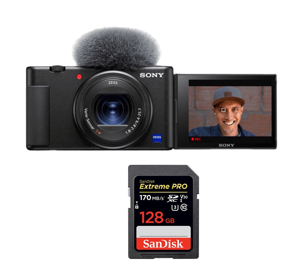 Cámara Sony ZV-1 Negro + Tarjeta SD SanDisk 128GB Extreme Pro UHS-I U3 V30 170MB