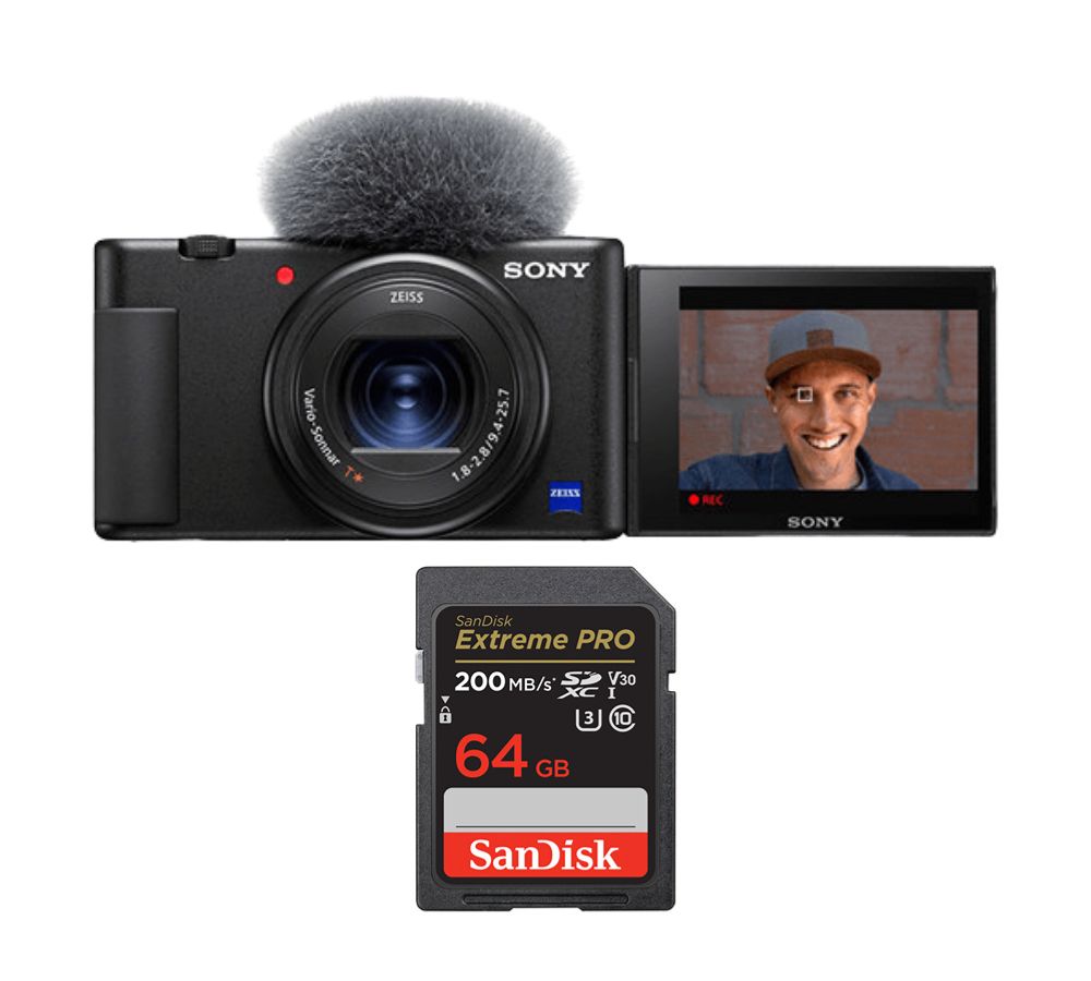 Cámara Sony ZV-1 Negra + tarjeta SanDisk 64GB Extreme Pro SDXC UHS-I U3 V30 4K 200 MB/s