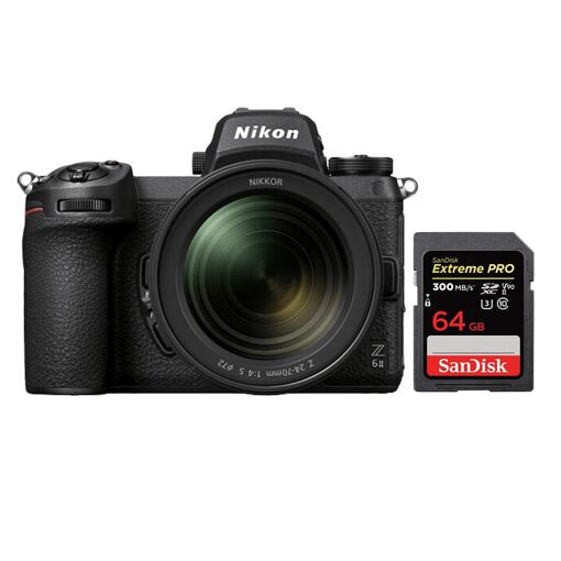 Appareil photo Nikon Z6 II Kit avec objectif 24-70 mm f/4 S et carte SDXC SanDisk 64 Go Extreme PRO UHS-II (300 Mo/s)