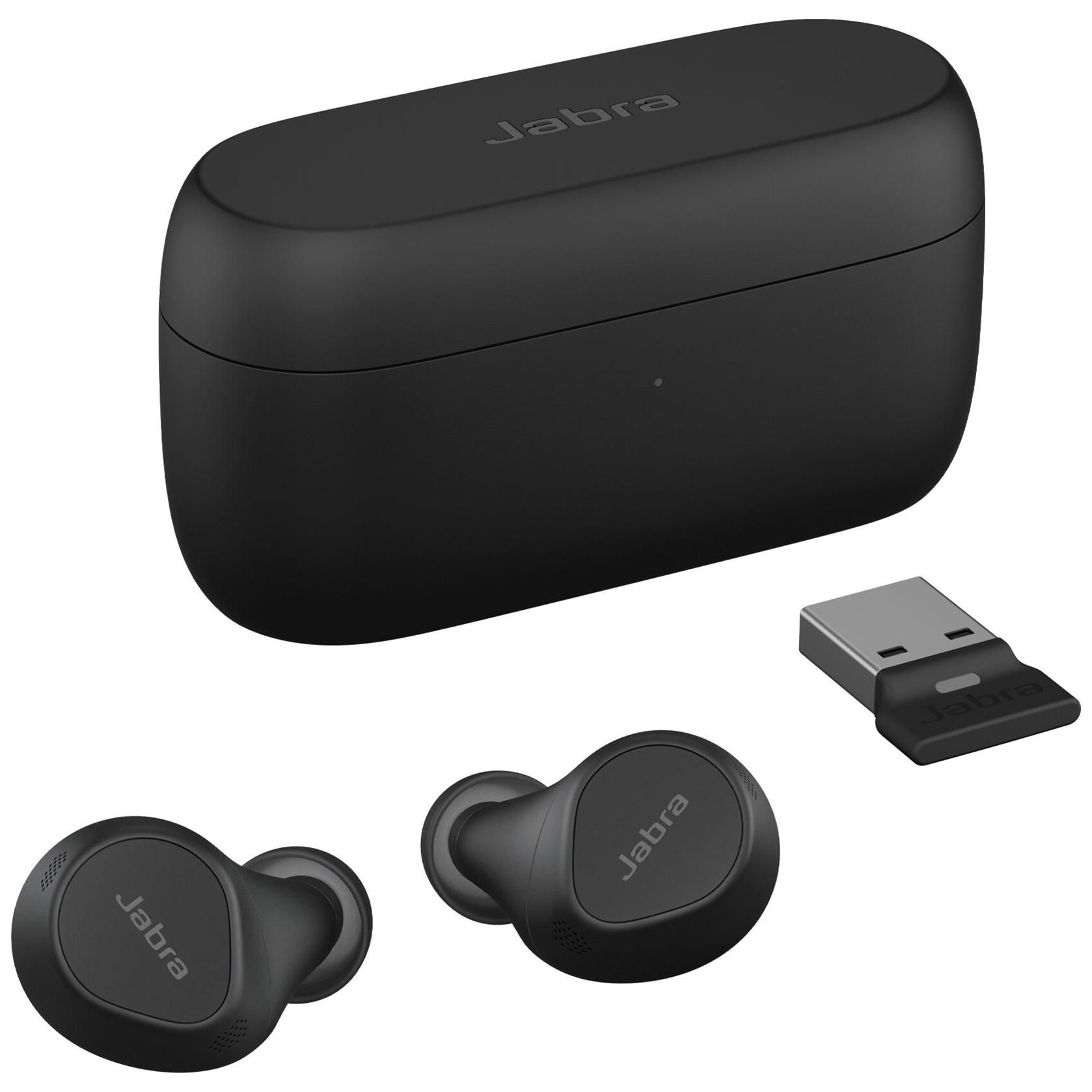 Jabra Evolve2 UC Buds - Wireless Earbuds with Microphone - In-Ear - Bluetooth - Active Noise Cancellation - USB-A via Bluetooth Adapter - Acoustic Isolation - Black - Zoom Certified, Optimized for Google Meet