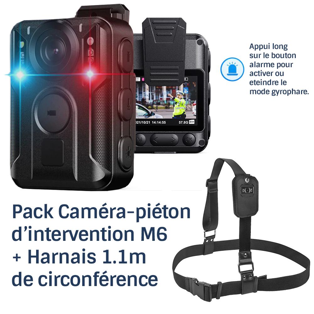 HD4K Professional GPS Intervention Camera Pack 2160P HD with 128Go IR Facial Detection