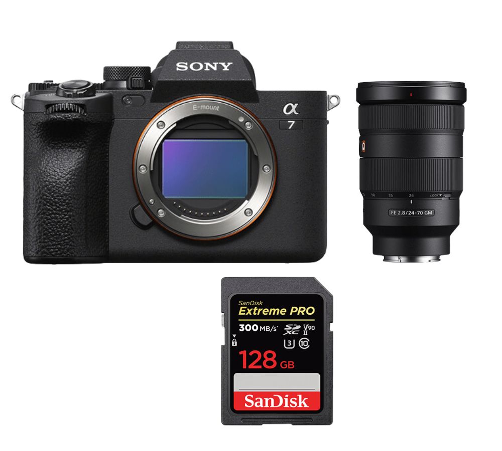 Sony Alpha A7 Mark IV Body + FE 24-70mm f/2.8 GM Lens + SanDisk 128GB Extreme Pro SDXC UHS-II U3 Card