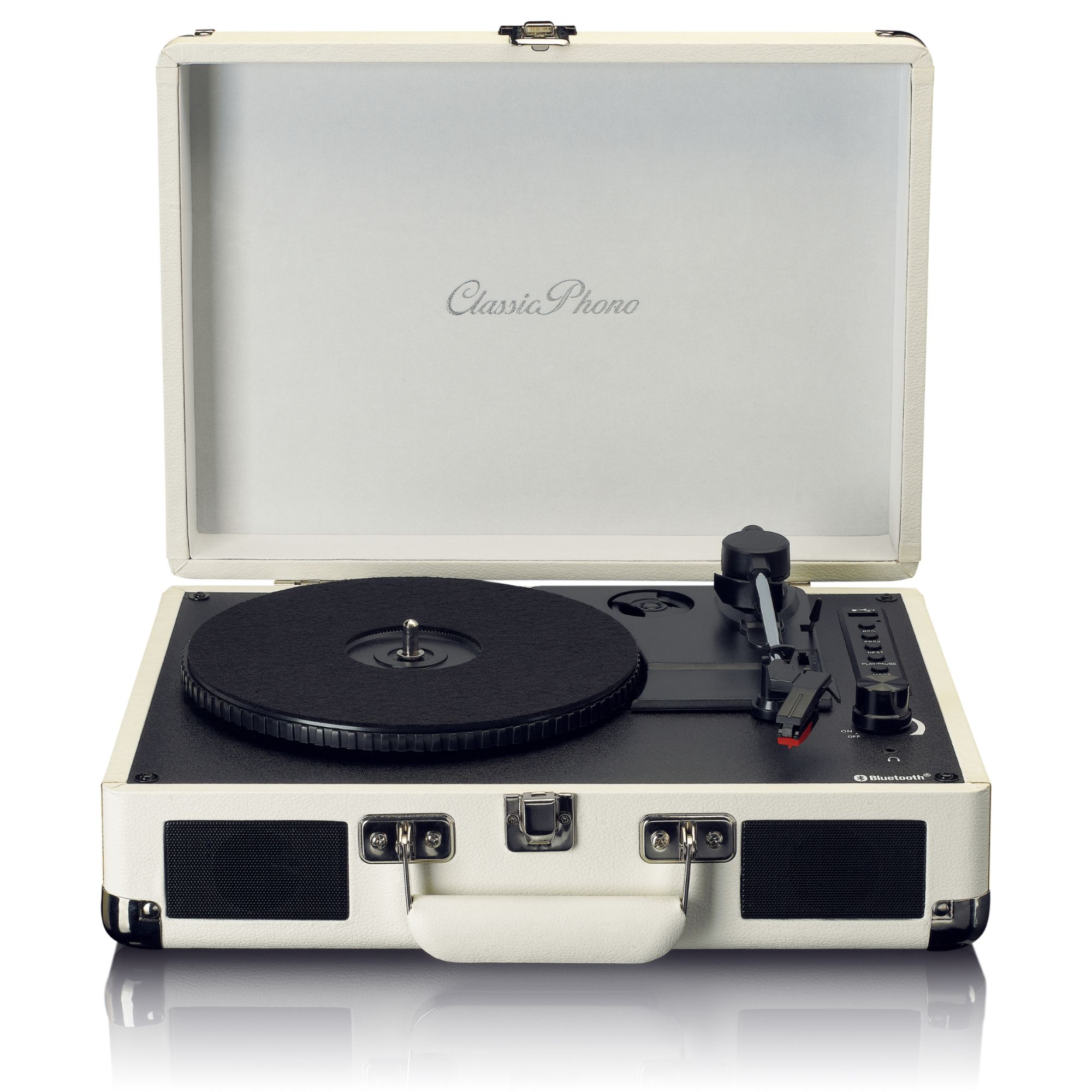 Classic Phono TT-115CR Bluetooth Vinyl Player with Built-in Speakers - Cream