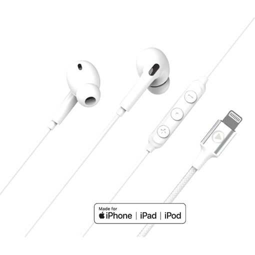 Auriculares BIGBEN Conectados con Cable - In-Ear con Micrófono - Lightning - Blanco - Certificados MFi