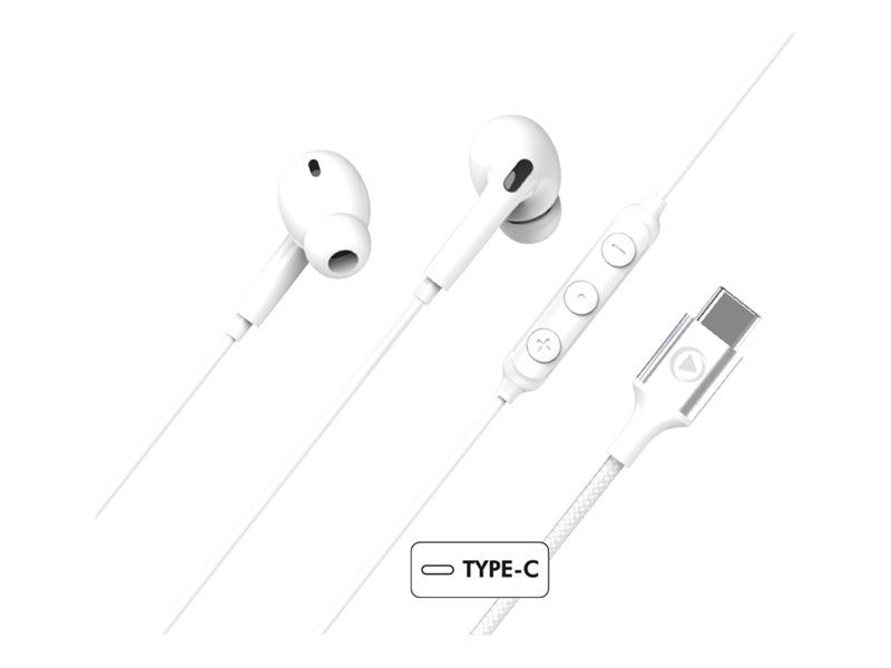 BIGBEN Connected Wired Earbuds with Microphone - White