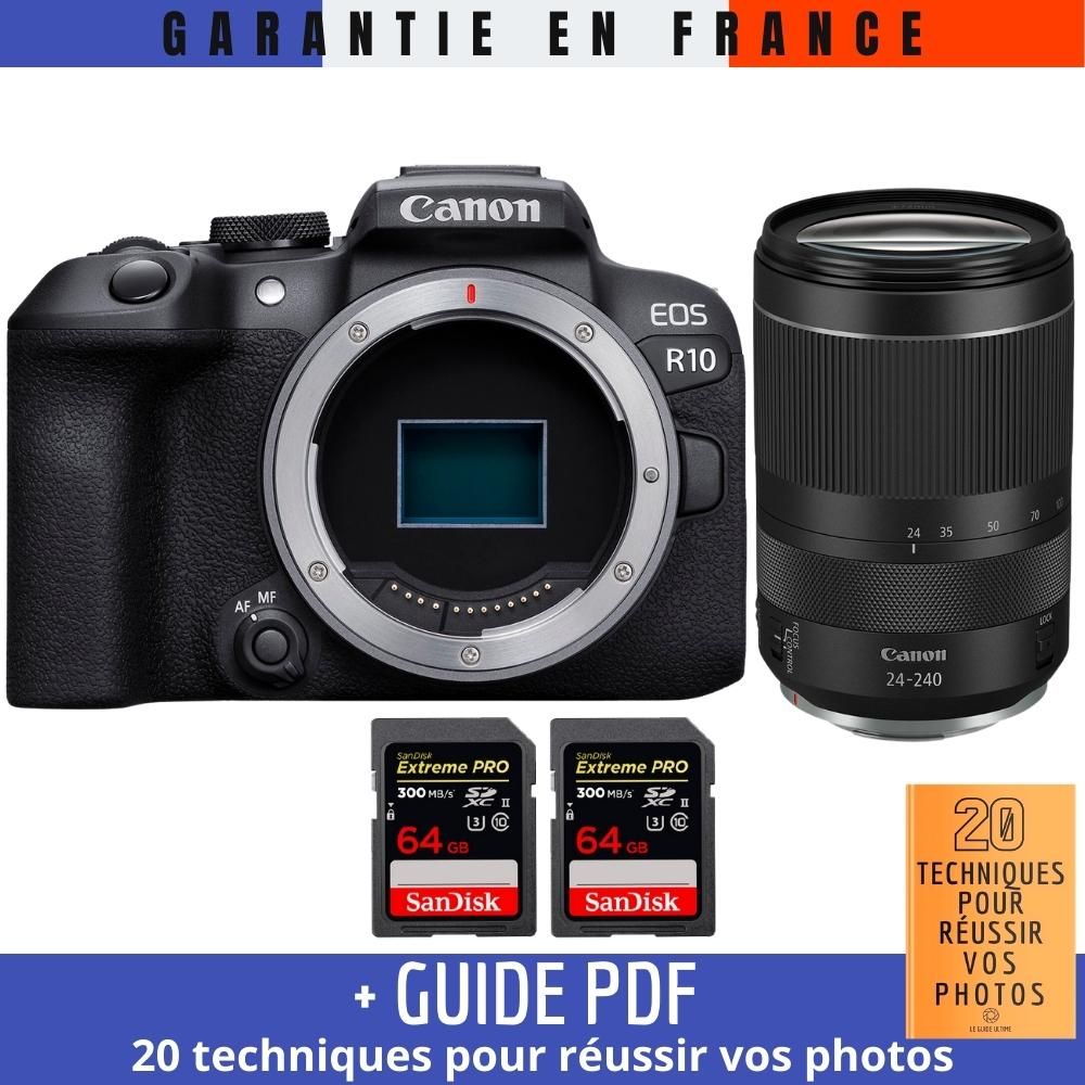 Canon EOS R10 + RF 24-240mm F4-6.3 IS USM Lens + 2x 64GB SanDisk Extreme PRO UHS-II SDXC Cards